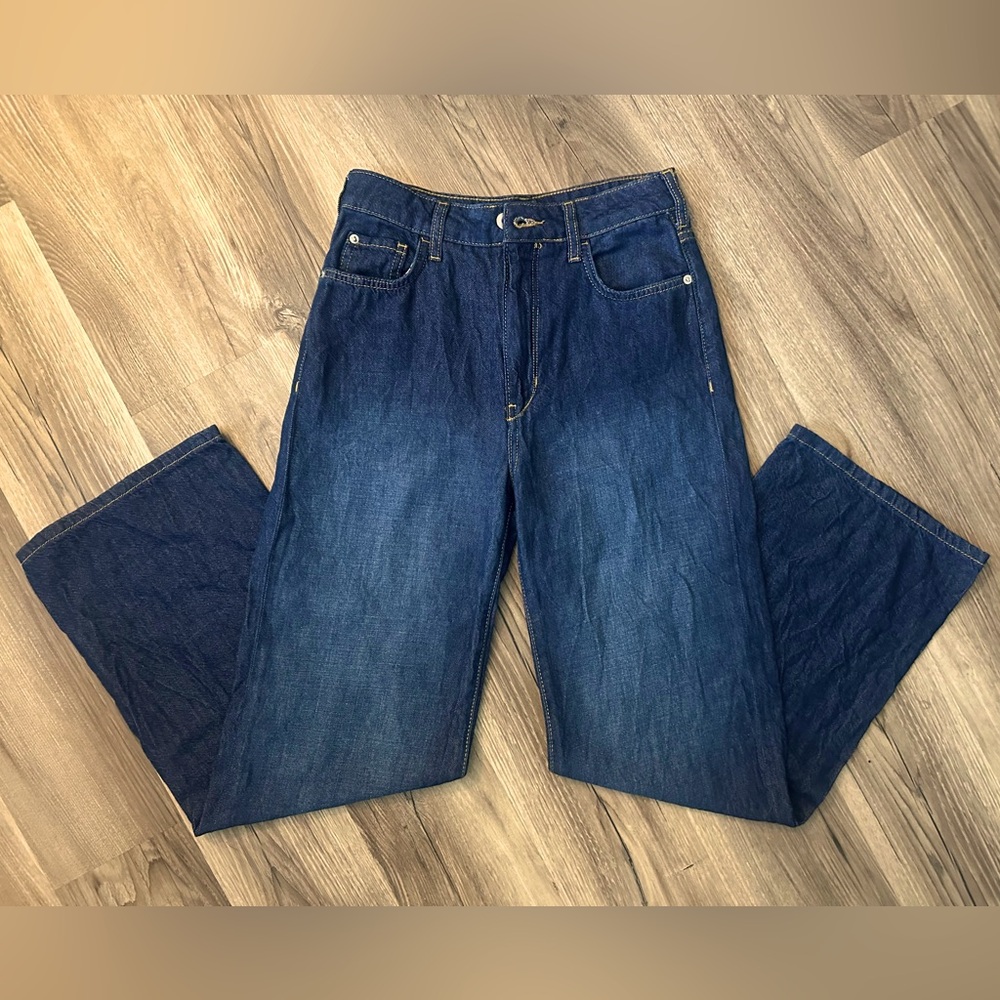 Pilcro Anthropologie Wide Leg Dark Wash Jeans “The Annie” Sz 25